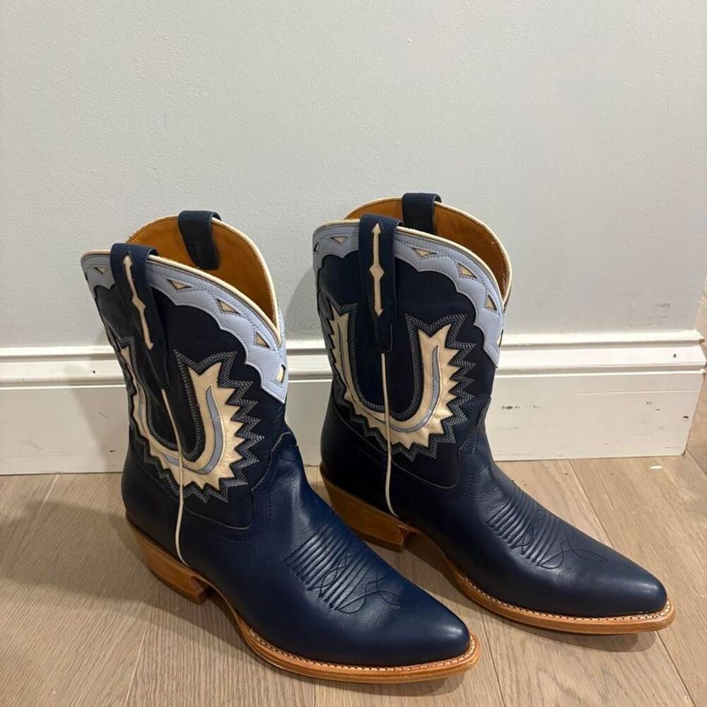 Tecovas Jolene Atlantic blue leather cowboy boots , size US 10